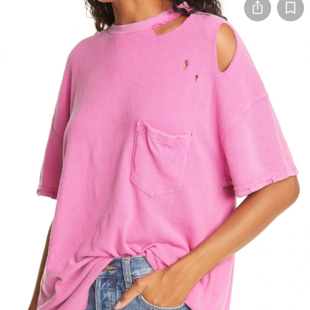 Free People Rubi Ripped Pocket T- Shirt